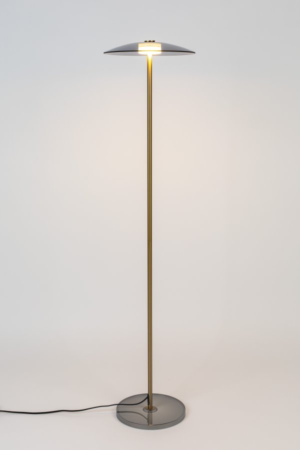 ZUIVER Float gulvlampe - glas og guld jern