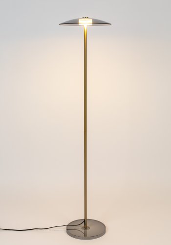 ZUIVER Float gulvlampe - glas og guld jern