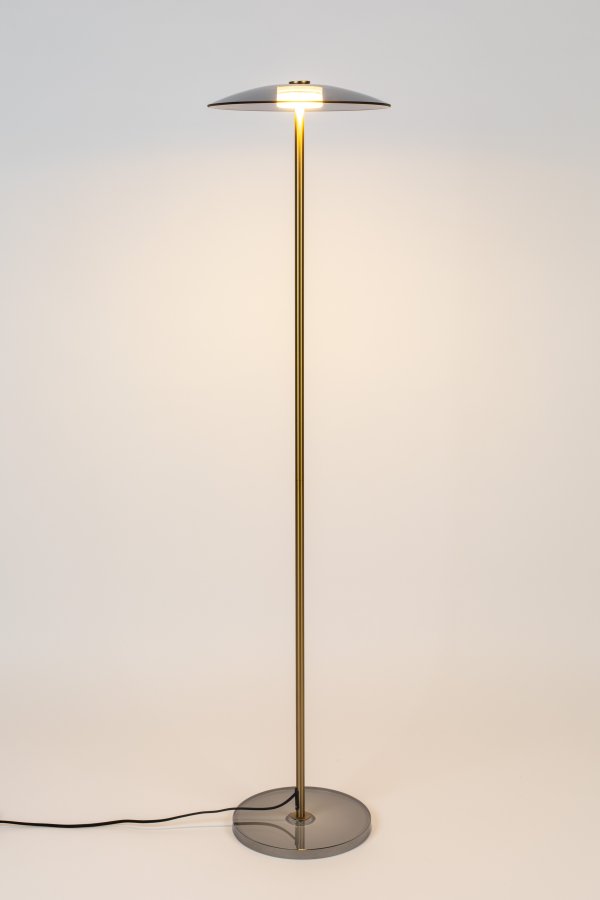 ZUIVER Float gulvlampe - glas og guld jern