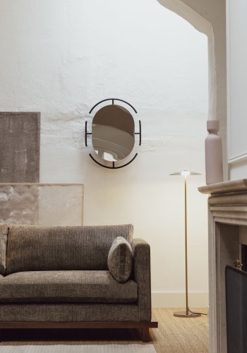 ZUIVER Float gulvlampe - glas og guld jern