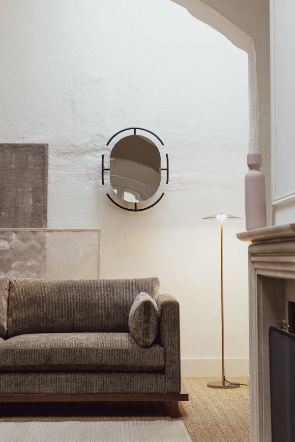 ZUIVER Float gulvlampe - glas og guld jern