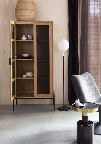 ZUIVER Orion gulvlampe - opal glas og sort marmor