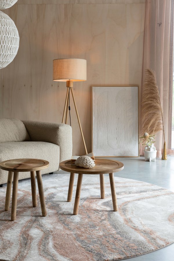 ZUIVER Fan gulvlampe - hvid og natur bambus