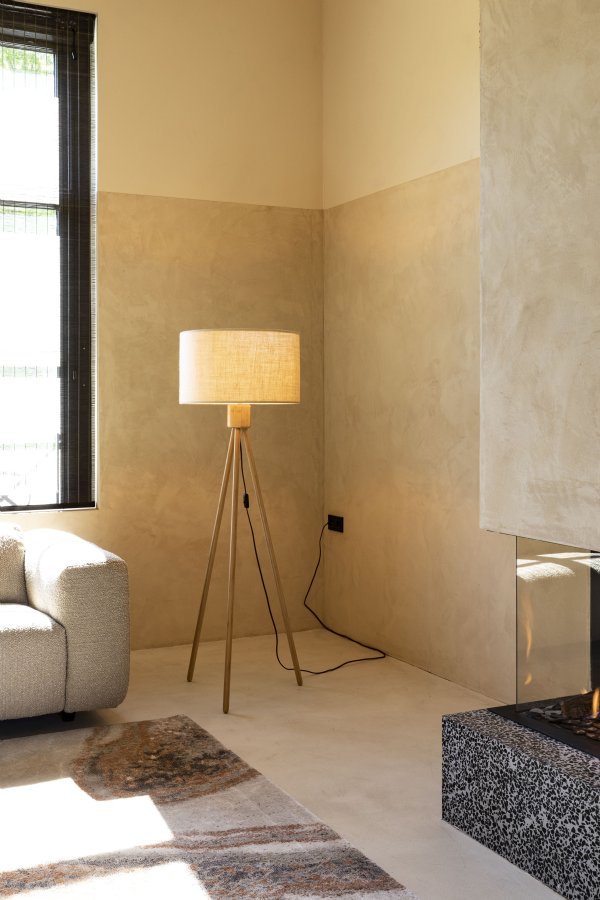 ZUIVER Fan gulvlampe - hvid og natur bambus