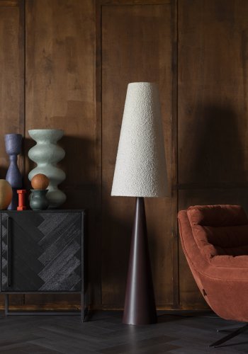 DUTCHBONE Miki gulvlampe - hvid bouclé stof og sort strygejern