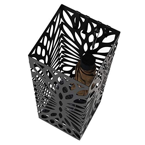 SONGMICS paraplyholder, kvadratisk, m. 4 kroge og aftagelig drypbakke - sort metal