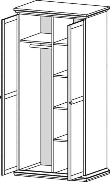 TVILUM Paris garderobeskab - hvid tr, 2 lger, m. 4 hylder