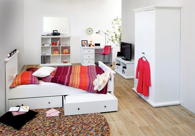 TVILUM Paris garderobeskab - hvid tr, 2 lger, m. 4 hylder