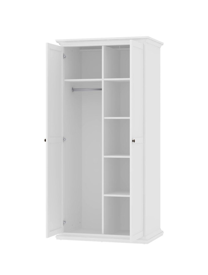 TVILUM Paris garderobeskab - hvid tr, 2 lger, m. 4 hylder
