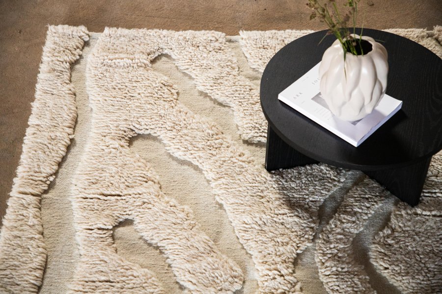 VIND COLLECTION Trondheim x Josefin Lustig gulvtppe, rektangulr - beige uld (170x240)