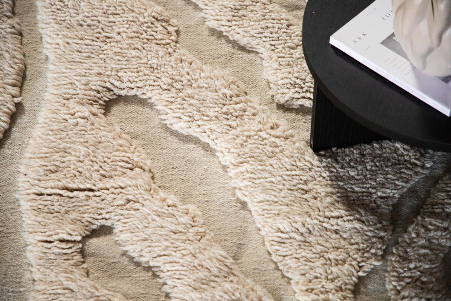 VIND COLLECTION Trondheim x Josefin Lustig gulvtppe, rektangulr - beige uld (170x240)