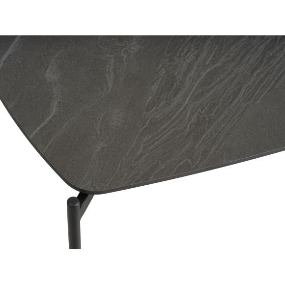 Malta sofabord, rektangulr - antracitgr keramik og sort metal (120x70xH:42)