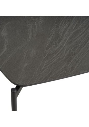 Malta sofabord, rektangulr - antracitgr keramik og sort metal (120x70xH:50)
