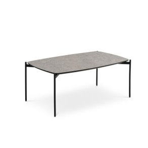 Malta sofabord, rektangulr - beige terrazzo HPL og sort metal (120x70xH:50)