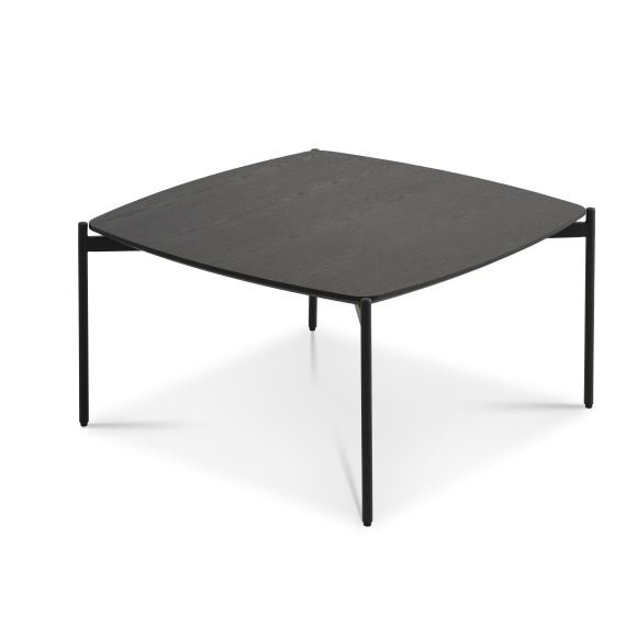 Malta sofabord, kvadratisk - sort askefinér og sort metal (80x80xH:42)