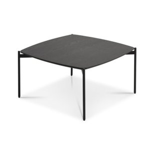 Malta sofabord, kvadratisk - sort askefinér og sort metal (80x80xH:50)
