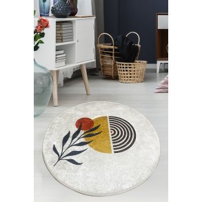 TEPPI Le gulvtppe, m. mnster, rund - multifarvet polyester (140)