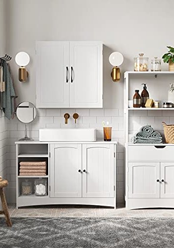 VASAGLE badevrelsesunderskab uden hndvask, m. 2 lger og 3 justerbare hylder - hvid MDF