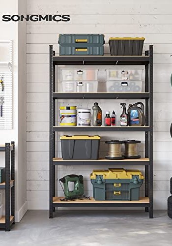 SONGMICS reol til redskabsrum, m. 5 hylder - natur MDF og sort stl