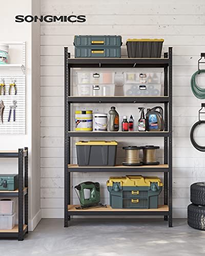 SONGMICS reol til redskabsrum, m. 5 hylder - natur MDF og sort stl