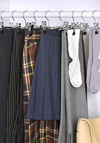 SONGMICS buksebjle, nederdelsbjle, skridsikker, m. clips til buksestrmper - slv stl (st m. 20)