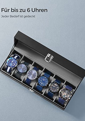 SONGMICS urboks, m. 6 pladser, glaslg, fljlsurpuder, ls - gr fljl og sort kunstlder