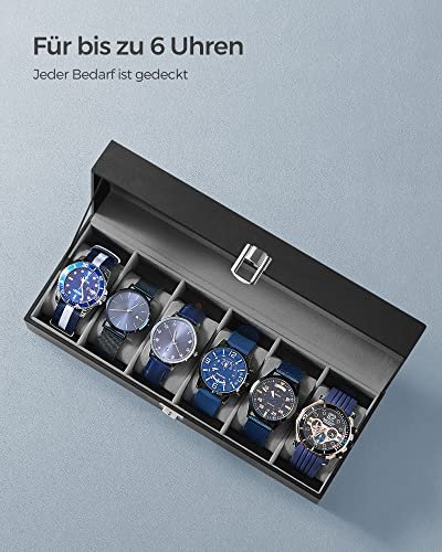 SONGMICS urboks, m. 6 pladser, glaslg, fljlsurpuder, ls - gr fljl og sort kunstlder