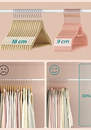 SONGMICS tjbjle, skridsikker, med bindestang og roseguldkrog - lyserd fljl stof (st med 50)