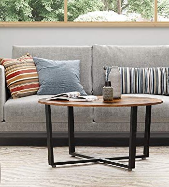 VASAGLE sofabord, rund - brun spnplade og sort stl (88)