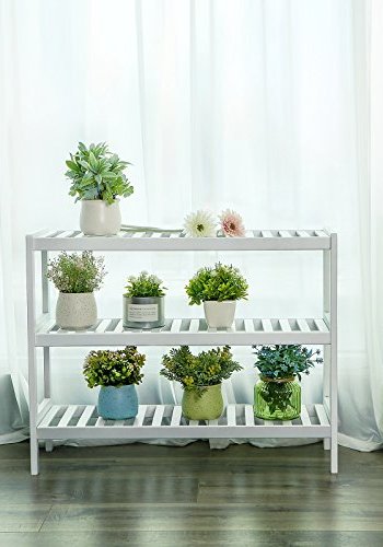 SONGMICS skohylde, m. 3 hylder - hvid bambus (70x26)