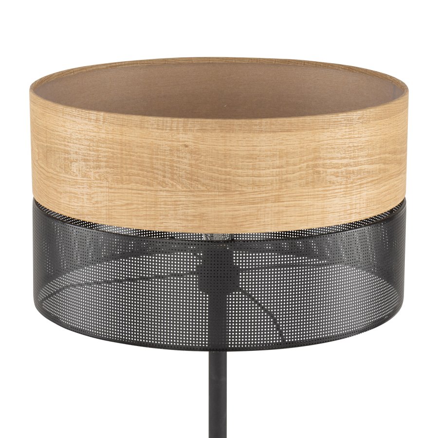 TK Nicol gulvlampe - natur finér og sort PVC-folie/metal