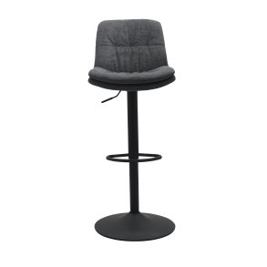 Colville barstol, m. rygln og fodsttte - mrkegr stof og sort trompetbase