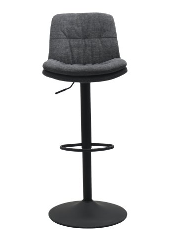 Colville barstol, m. rygln og fodsttte - mrkegr stof og sort trompetbase