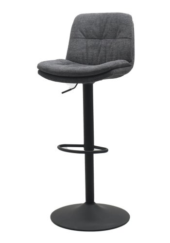 Colville barstol, m. rygln og fodsttte - mrkegr stof og sort trompetbase