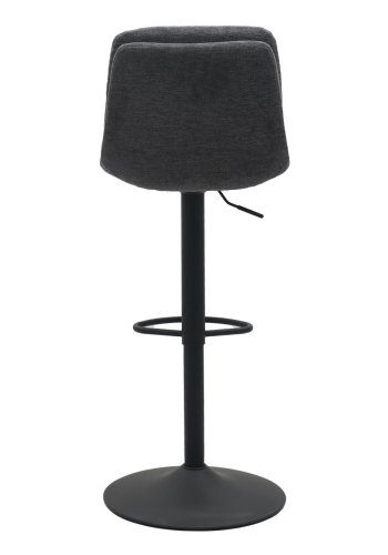Colville barstol, m. rygln og fodsttte - mrkegr stof og sort trompetbase