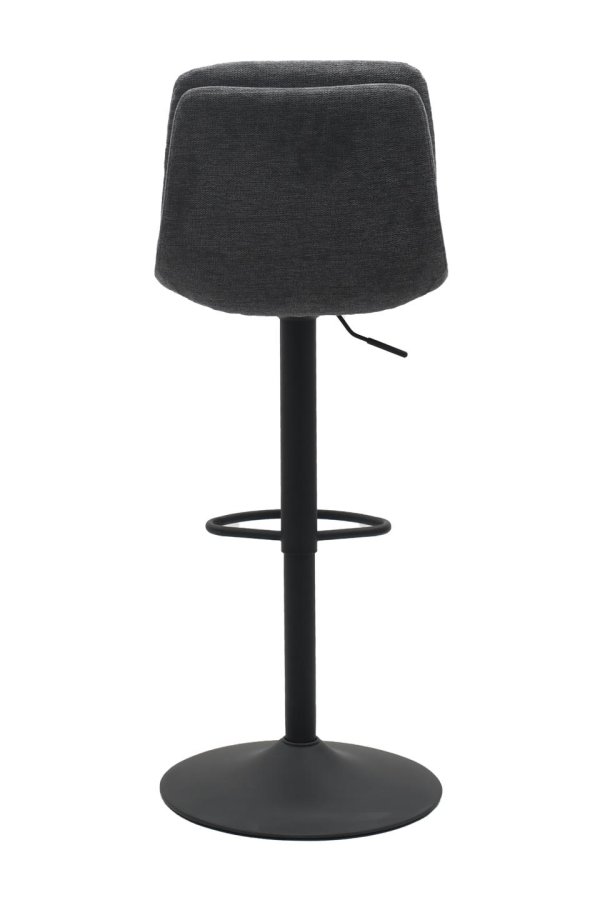 Colville barstol, m. rygln og fodsttte - mrkegr stof og sort trompetbase
