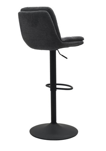 Colville barstol, m. rygln og fodsttte - mrkegr stof og sort trompetbase