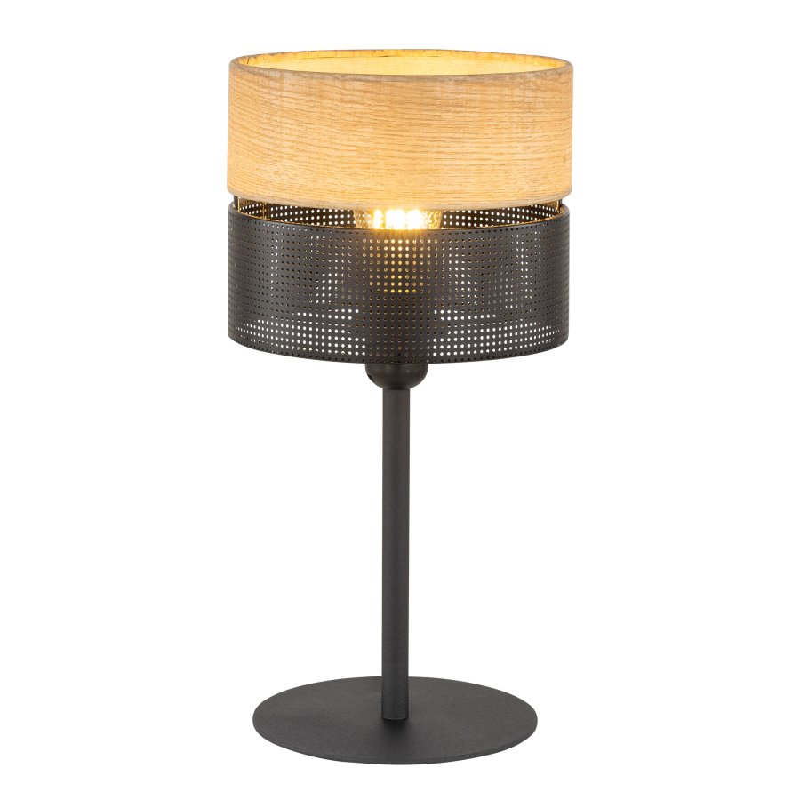 TK Nicol bordlampe - natur finér og sort PVC-folie/metal