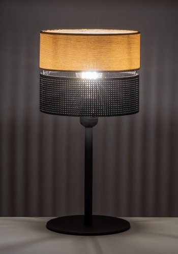 TK Nicol bordlampe - natur finér og sort PVC-folie/metal