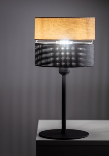 TK Nicol bordlampe - natur finér og sort PVC-folie/metal