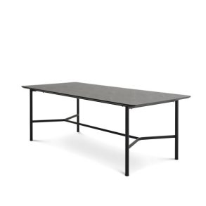 Bering spisebord, rektangulr - antracitgr HPL og sort metal (100x220)