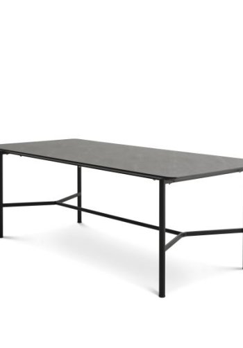 Bering spisebord, rektangulr - antracitgr HPL og sort metal (100x220)