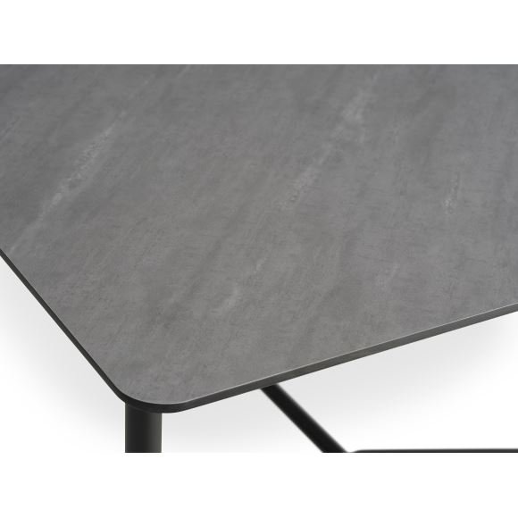 Bering spisebord, rektangulr - antracitgr HPL og sort metal (100x220)