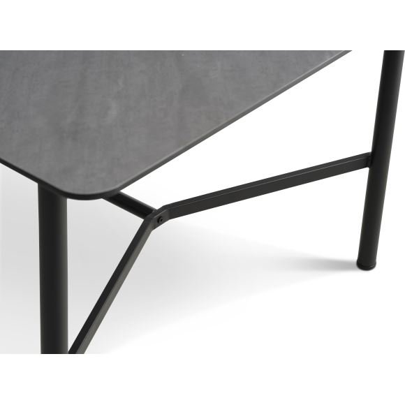 Bering spisebord, rektangulr - antracitgr HPL og sort metal (100x220)