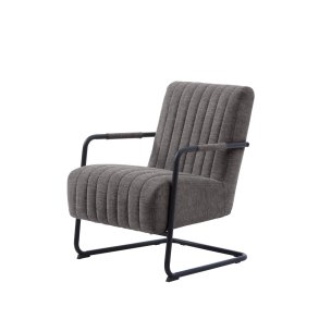 Trout loungestol, m. armln - mrkegr stof og sort metal