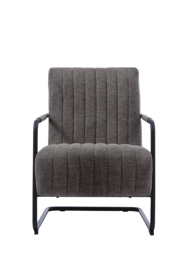 Trout loungestol, m. armln - mrkegr stof og sort metal