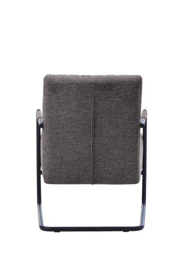 Trout loungestol, m. armln - mrkegr stof og sort metal