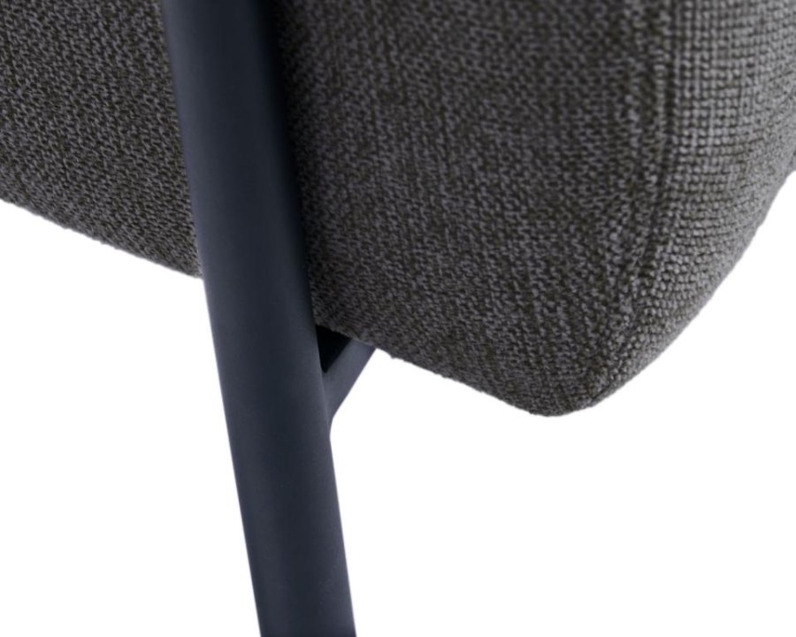 Trout loungestol, m. armln - mrkegr stof og sort metal