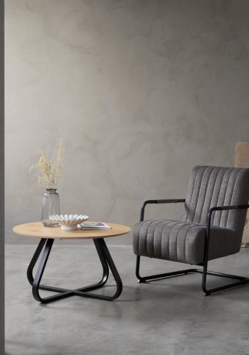 Trout loungestol, m. armln - mrkegr stof og sort metal