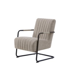 Trout loungestol, m. armln - sand stof og sort metal